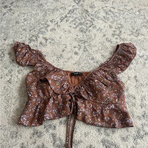 Tie Front Floral Crop Top